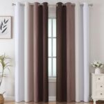 Estelar Textiler Brown and Greyish White Gradient Blackout Curtains for Bedroom, Thermal Insulated Ombre Blackout Drapes, Full Room Darkening Energy Saving Curtains for Living Room,52Wx84L,2 Panels