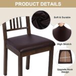 NIBESSER Waterproof Chair Seat Covers Set of 4, PU Leather Dining Chair Seat Covers, Stretch Chair Cover for Dining Room Chairs, Removable Kitchen Seat Cushion Slipcovers Protector (Brown)