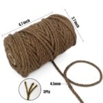 Leecogo 4.5mm Jute Rope 100 Feet Natural Craft Rope Twine String Perfect for Home Gardening Macrame Arts Crafts DIY Cat Scratching Post Replacement Repairing Recovering Cats Toy Making,Dark Brown