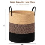 UBBCARE Large Rope Basket-14 x 18 inches, Laundry Basket Hamper with Handles?Woven Storage Basket for Blankets, Dirty Clothes,Toys, Shoes in Living room, Bedroom, Black and Brown