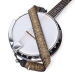 CLOUDMUSIC Banjo Strap Guitar Strap For Handbag Purse Jacquard Woven With Leather Ends And Metal Clips(Classic Pattern Brown)