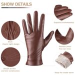 ISHISBEB Winter Leather Gloves for Women, Warm Touchscreen Driving Texting Cashmere Lined Gloves