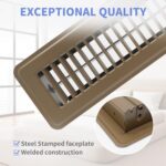 Howeall 2″ x 10″ Floor Register – Heavy Duty Steel Walkable Floor Vents – Easy Adjust Air Supply Lever – Vent Covers for Home (Brown)