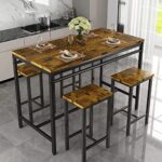 AWQM 5 Pcs Dining Table Set, Modern Bar Table Set with 4 Chairs, Home Kitchen Breakfast Table and Chairs Set Ideal for Pub, Living Room, Breakfast Nook, Easy to Assemble?Brown
