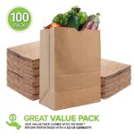 Stock Your Home 52 Lb Kraft Brown Paper Bags (100 Count) – Kraft Brown Paper Grocery Bags Bulk – Large Paper Bags for Grocery Shopping