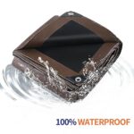 Tarp Heavy Duty Waterproof Durable Poly Tarpaulin with Grommets and Reinforced Edges UV Resistant Tarp Cover for Vehicle/Pool Cover/Boat/Tent/Construction site, Full Size(Brown/Black 6’*8′)