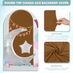 Jieqier Brown Arch Backdrop Covers – 6FT Round Top Arched Backdrop Stand Fabric Cover, DIY Stretchy Backdrop Wedding Arches Frame Cover, Chiara Background Stand Cover for Ceremony Birthday Parties