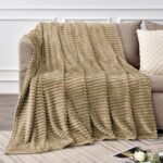 BEDELITE Fleece Blanket Twin Size – 3D Ribbed Jacquard Soft and Warm Decorative Fuzzy Blankets – Cozy, Fluffy, Plush Lightweight Throw Blankets for Couch, Bed, Sofa(Brown, 60×80 inches)