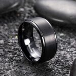 King Will 10mm Black Tungsten Carbide Ring Men Wedding Band Matte Finish Step Edge Comfort Fit(9)