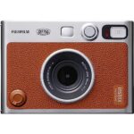 Fujifilm Instax Mini EVO Hybrid Instant Film Camera (Brown) (16812534) Bundle with 60 Instant Film Sheets + 32GB Memory Card + Small Padded Case + SD Card Reader + Microfiber Cleaning Cloth