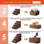 EHEYCIGA Dog Stairs for Small Dogs, 4-Step Dog Stairs for High Beds and Couch, Folding Pet Steps for Small Dogs and Cats, and High Bed Climbing, Non-Slip Balanced Dog Indoor Step, Brown, 3/4/5 Steps