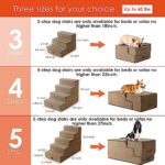 EHEYCIGA Dog Stairs for Small Dogs, 3-Step Dog Stairs for High Beds and Couch, Pet Steps for Small Dogs and Cats, and High Bed Climbing, Non-Slip Balanced Dog Indoor Step, Light Brown, 3/4/5 Steps