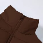 Fenclushy Women’s Winter Cropped Puffer Jacket Long Sleeve Button Bown Short Coat(Brown,M)