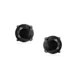 1.2CT Black On Black Round Solitaire Cubic Zirconia Stud Earrings For Men Women CZ Screw Back Plated .925 Sterling Silver