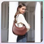 Keyli Women’s Coffee Leather Small Clutch Handbag, Waterproof, Trendy Zipper Top, Adjustable Strap, 12 x 2.5 x 11 inches