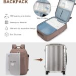 RDTGO Travel Backpack For Women, 40L Carry-On Backpack, Airline Approved Personal Item Bag, Waterproof Laptop Backpack with Large Duffel, Casual Daypack for Buisness Gym Weekend Hiking (Brown)