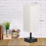 Small Table Lamp for Bedroom – Bedside Lamps for Nightstand, Minimalist Night Stand Light Lamp with Square Fabric Shade, Desk Reading Lamp for Kids Room Living Room Office Dorm