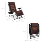 Best Choice Products Oversized Padded Zero Gravity Chair, Folding Outdoor Patio Recliner, XL Anti Gravity Lounger for Backyard w/Headrest, Cup Holder, Side Tray, Polyester Mesh – Espresso/Brown
