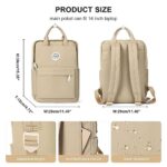 WEPOET Cute Laptop Bookbags For Teens Girls 14 inch,Mini Middle School Backpack For Women,Classic Casual Travel Daypack,Lightweight College Backpack(Khaki)
