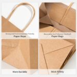 100 Pack 5.8×3.2×8.25 Inch Brown Kraft Paper Gift Bags with Handles – Bulk Small Plain Natural Bags for Birthday Party Favors, Grocery, Retail Shopping, Wedding, Craft, Goody, Takeouts, and Business