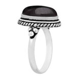 7.95Cts Solitaire Genuine Natural Black Onyx 925 Silver Plated Ring Size 5 For Women, Black Stone July Birthstone Ring Jewelry Gift For Women Mom Wife Girlfriend Sister