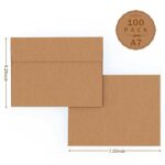 A7 Brown Kraft Envelopes Self Seal 100 Pack?Goefun 5×7 Envelopes for Invitations, 120 GSM Mailing Envelopes Printable for Weddings, Business, Birthday, Photos, Documents and DIY Cards