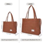 Vintage Casual Corduroy Tote Bags Crossbody Bag Purse for Women Travel Shoulder Bags Handbags Eco Bag,Brown,Large