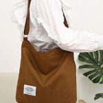 Covelin Women’s Retro Large Size Canvas Shoulder Bag Hobo Crossbody Handbag Casual Tote Brown