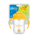 Dr. Brown’s Milestones Baby’s First Straw Cup, Training Cup with Weighted Straw, Vintage Yellow, 6m+