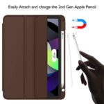 ZryXal iPad Air Case 5th Generation/4th Generation 2022/2020 10.9 Inch, Smart iPad Case[Support Touch ID and Auto Wake/Sleep] with Auto 2nd Gen Pencil Charging (Chocolate)
