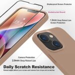 LOVE 3000 Compatible with iPhone 14 Plus Case with Screen Protector, Slim Premium Liquid Silicone Phone Case for iPhone 14 Plus, [Anti-Scratch Velvet Interior] [Drop Protection], Light Brown