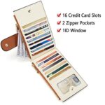 BOSTANTEN Leather Wallets for Women RFID Blocking Slim Bofild Purse Card Holder with Zipper Pocket Beige Brown