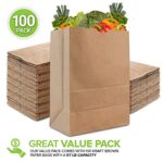 Stock Your Home 57 Lb Kraft Paper Bag (100 Count) Heavy Duty, Large Brown Paper Grocery Bags for Food Shopping, Recycling, Trash, Bulk Pack Size