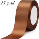 Clmentp 25 Yard Ribbon for Gift Wrapping Crafts Wedding Decoration Bouquets Party Arrangement (1 1/2 inch X 25 Yards, Brown)