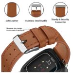Meliya Leather Bands Compatible with Fitbit Versa 4 Bands/Fitbit Versa 3 Bands/Sense 2 Bands/Fitbit Sense Watch Bands for Women Men, Classic Genuine Leather Wristband Straps (02 Brown)