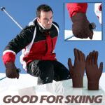 SATINIOR Magic Winter Gloves Unisex Gloves Knit Stretchy Mitten Full Fingers Warm Gloves for Men Women Sports (Brown, 4 Pairs)