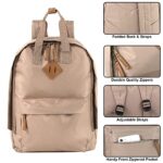 MADISON & DAKOTA Canvas Mini Backpack for Everyday & Day Pack Rucksack in Solid Color Blocks (Almond)