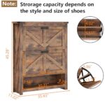 Loomie Farmhouse Shoe Cabinet, Freestanding Tipping Bucket Shoe Rack Organizer with 2 Flip Drawers & Door, Entryway Narrow Shoe Storage with Storage Cubby,Modern Slim Hidden Shoe Cabinet,Vintage Brown