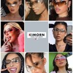 kimorn Wrap Around Y2K Sunglasses for Women Men Shield Flat Top Shades Futuristic Technology Frameless Sun Glasses K1344 (Gray Frame Gradient Brown Lens)