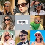 kimorn Rectangle Sunglasses for Women Men Trendy Retro Trendy Sun Glasses 90’s Vintage Square Frame K1307 (Black+Tortoiseshell Frame Brown Lens)