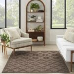 Nourison Easy Care Indoor/Outdoor Brown 5′ x 7′ Area Rug, Easy Cleaning, Non Shedding, Bed Room, Living Room, Dining Room, Backyard, Deck, Patio (5×7)