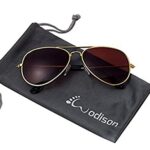 Wodison Classic Kids Sunglasses for Boys Girls Children sunglasses Reflective Metal Frame Gold Frame Brown Lens