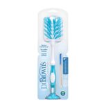 Dr. Brown’s Deluxe Baby Bottle Brush with Anti-Colic Vent Cleaning Brush, Soft and Sturdy Bristles, BPA Free, Blue, 1 Pack