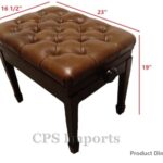 CPS Imports Genuine Leather Adjustable Pillow Top Artist Piano Bench Stool in Walnut Satin