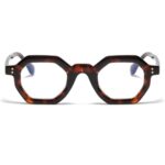 JOVAKIT Retro Octagon Frame Glasses for Women Men Vintage Polygon Non-prescription Clear Lens Eyeglasses (Brown&Tortoise)