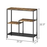 GILLAS Sofa Table, 3 Tier Console Table for Entryway, Narrow Entry Table & Open Storage Shelves, Skinny Side Table for Living Room, Hallway, Entrance Hall, Corridor, Bedroom, Rustic Brown and Black