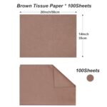 Jkopsnr 100 Sheets Brown Tissue Paper 20×14 Inches Brown Tissue Paper for Gift Bags Brown Wrapping Tissue Paper Bulk for DIY Crafts Birthday Halloween Holidays Decor