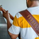 WerKens Genuine Leather Padded Guitar Strap 4″ inch Wide Bass Straps Adjustable Length 43-54″ Inches designed for Electric Acoustic Bass Guitars