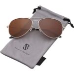 SOJOS Classic Aviator Polarized Sunglasses for Men Women Vintage Retro Style,Gold/Brown