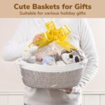 Goodpick Small Basket for Organizing, Dog Basket, Woven Storage Basket with Handles, Small Gift Basket Cute Basket for Decor 12″X 8″ X 5″ Mixed Brown
